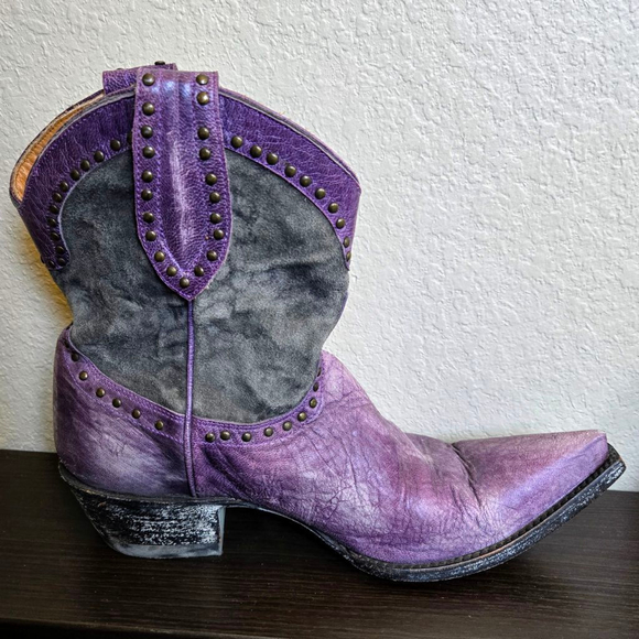 Old Gringo Shoes - Old Gringo Cowboy Studded Booties leather suede Purple/Gray Size 8